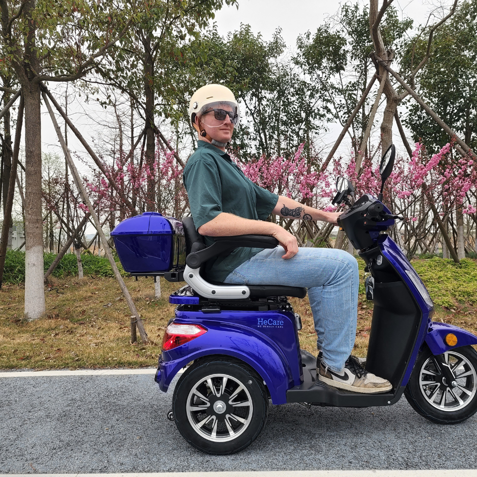 HeCare Ranger 1 Three wheeled Electric Mobility scooter Fastest in Navy 45 Miles range- 4 wheeled- 8mph- Faster Free Demonstration Delivery