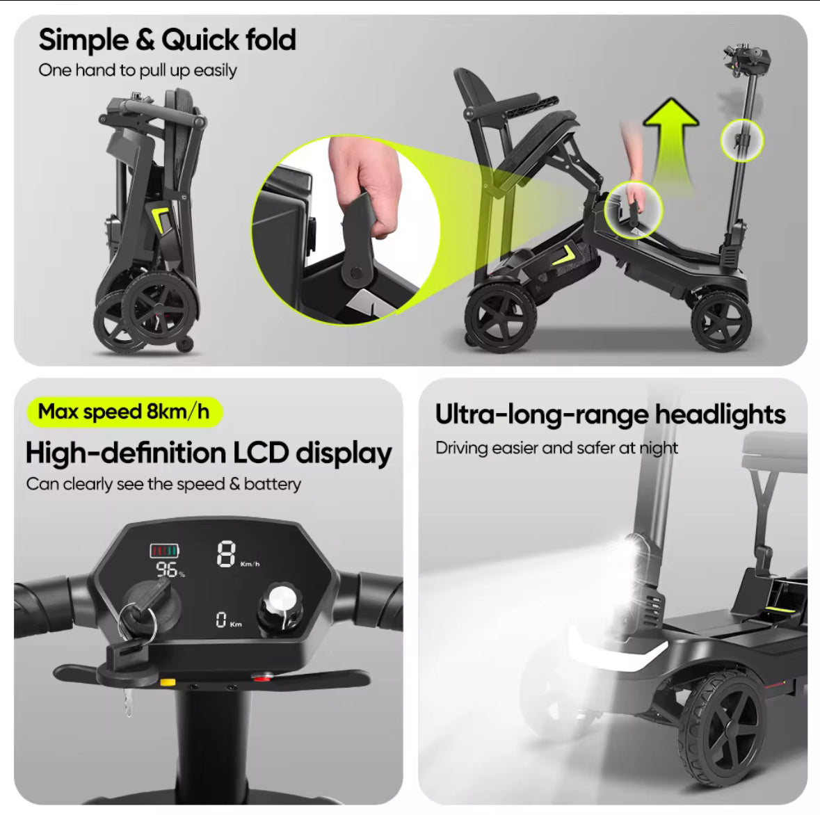 Hecare RaptorFold Instant Folding & Lightweight Mobility Scooter